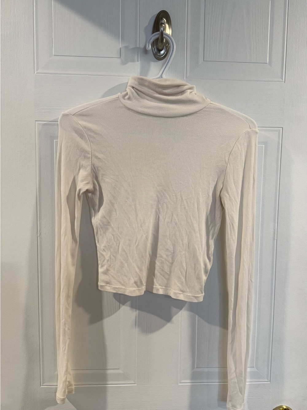 Aritzia Cream Long-Sleeve Turtleneck Top